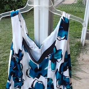Blue Floral V-Neck Women’s Dress